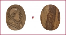 The Papal States, Paul II (1464-1471), bone engraved oval plaquette, 7,15 g, 41x32 mm, compare medal portraits in CNORP I/97 et con.
Extremely fine (...