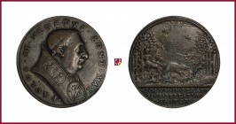 The Papal States, Paul II (1464-1471), restitution cast medal, (1664), 26,17 g (white metal), 43 mm, opus: G. Paladino, later, bust right/hunting scen...