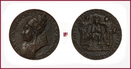 The Papal States, Sixt IV (1477-1484), early aftercast bronze medal, (1471), 30.9 gr., 40.2 mm, opus: Lysippus the Younger, Coronation; bust left/Coro...