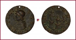 The Papal States, Julius II (1503-1513), Giuliano della Rovere as cardinal of S. Pietro in Vincoli, early aftercast bronze medal, (1480), 28,34 gr., 3...