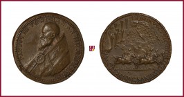 The Papal States, Paul III (1534-1549), CONTEMPORARY cast bronze medal, (1538), 65,57 gr., 44,5 mm, opus: Leone Leoni, Rome’s Divine Protection/New Ci...