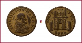 The Papal States, Pius IV (1559-1565), original struck bronze medal, 1561,  21,77 gr., 30.5 mm, opus: Alessandro Cesati (called Il Greco or Il Grechet...