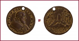 The Papal States, Pius V (1566-1572), original struck bronze medal, 14,84 gr., 30.3 mm, opus: Giovan Federico Bonzagni (called Federico Parmense), The...