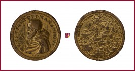 The Papal States, Pius V (1566-1571), early aftercast bronze medal, (1571), 25.79 gr., 37 mm, opus: Giovan Federico Bonzagni (called Federico Parmense...