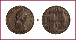 The Papal States, Alexander VII (1655-1667), early aftercrast bronze medal, 23.55 gr, 41 mm, S. Andrea della Valle Church; bust left/Church, Miselli 6...