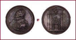 The Papal States, Alexander VIII (1689-1691), medal, 68,97 g (white metal), 63-64 mm, (1700; posthumous), opus: F. de Saint Urbain, Pope's Monument, b...