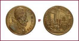 Jubilee 1700, An. Jub., ORIGINAL Gilded Bronze Annual Medal (a. IX), opus Giovanni Hamerani, Bust r./procession entering the church, 20,64 g Br., 38 m...