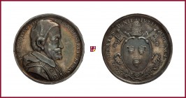Pope’s election, MDCXCI, Silver Medal, opus Georg Hautsch, Bust r./Arms, 18,12 g Ag, 35 mm, Miselli 294
Extremely Fine (Spl)