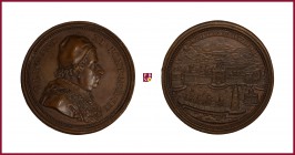 The Papal States, Clement XI (1700-1721), bronze medal, 1703, 47,43 g Cu/Ae, 53 mm, opus: G. Hamerani, bust right/harbour with new construction of the...