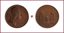 The Papal States, Clement XI (1700-1721), bronze medal, undated and unsigned, 23,15 g Cu, 37 mm, bust right/view of the Santa Maria Maggiore church in...