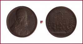 The Papal States, Clement XI (1700-1721), bronze medal, 1709, 30,49 g Cu/Ae, 38 mm, opus: E. Hamerani, Peace, bust right/Peace procession, Miselli 70...
