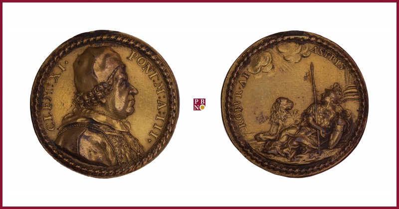 The Papal States, Clement XI (1700-1721), gilded bronze medal, 1703, 24,06 g Cu/...