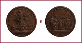 The Papal States, Benedict XIV (1740-1758), Ascoli and Fermo, bronze medal, 1755, 35,61 g Cu/Ae, 42 mm, A. Borgia, archbishop and prince of Fermo, con...