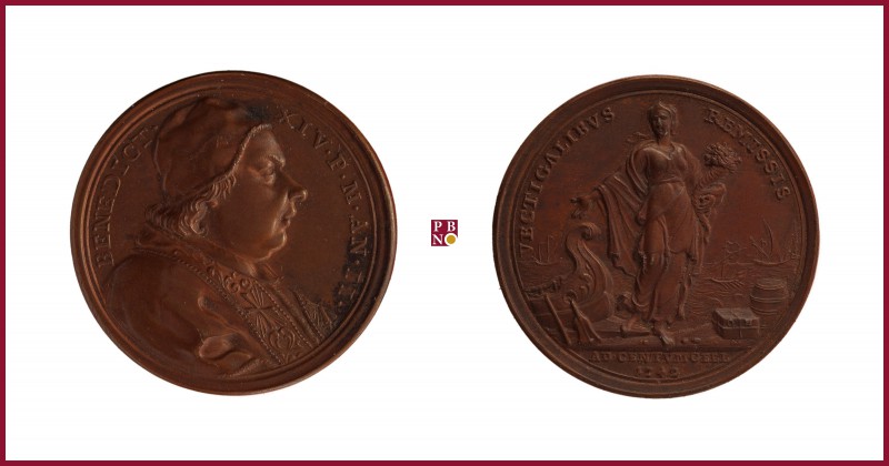 The Papal States, Benedict XIV (1740-1758), bronze medal, 1742, 23,31 g Cu, 38 m...