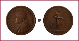 The Papal States, Clement XIII (1758-1769), bronze medal, undated, 32,54 g Cu, 43 mm, opus: F. Cropanese, Allusion of struggle against Jesuits, bust l...