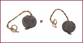 The Papal States, Clement XIII (1758-1769), lead seal (bulla), 63 g Pb, 44 mm, heads (S. Peter; S. Paul), cross/inscription, with original cord, Seraf...