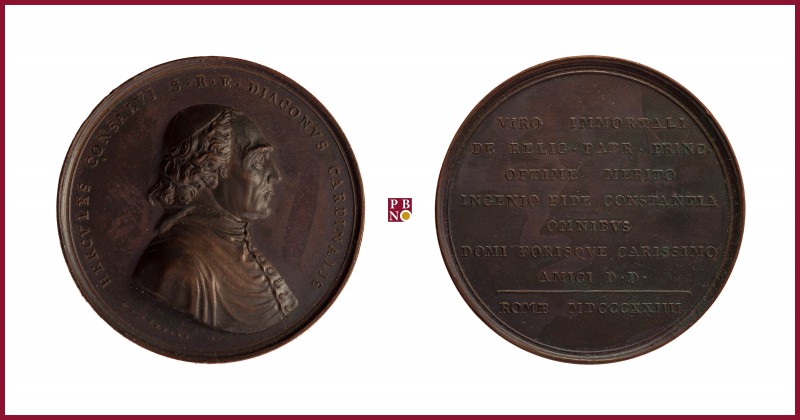 The Papal States, bronze medal, 1824, Rome, 86,77 g Cu/Ae, 54 mm, opus: G. Cerba...