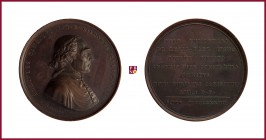The Papal States, bronze medal, 1824, Rome, 86,77 g Cu/Ae, 54 mm, opus: G. Cerbara, Cardinal Ercole Consalvi (1757-1824), death 1824, bust right//Lati...