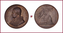 The Papal States, Gregory XVI (1831-1846), silver medal, 1837, 116,01 g Ag, 59 mm, opus: P. Girometti, bust left/pope in Cappella Paolina (Rome), Bocc...