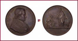 The Papal States, Pius IX (1846-1878), silver medal, 1853, 180,85 g Ag, 67 mm, opus: P. Girometti, Establishment of seminario Pio in 1853, bust right/...