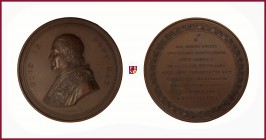 The Papal States, Pius IX (1846-1878), bronze medal, 1877, 295 g Cu, 82 mm, opus: G. Bianchi and F. Speranza, 50th Anniversary of Episcopal Service, b...