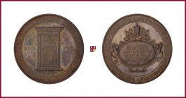 The Papal States, Leo XIII (1878-1903), silver medal, 1900, 39,47 g Ag, 46 mm, Opening/Closing of The Holy Door, Holy Door/papal baroque fashion carto...
