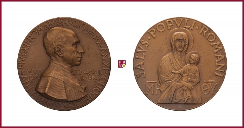 Vatican, Pius XII (1939-1958), bronze medal, 1949, 68,79 g Cu, 61 mm, opus: Mist...