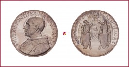 Vatican, Pius XII (1939-1958), silver medal, 1949, 37,90 g Ag, 44 mm, opus: A. Mistruzzi, Defence of Catholic Creed, bust left/Religion seated, two an...
