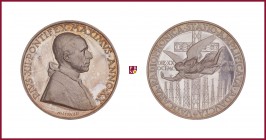 Vatican, Pius XII (1939-1958), silver medal, 1957, 36,58 g Ag, 44 mm, opus: A. Mistruzzi, New Vatican Radio installation, bust right/Archangel Gabriel...