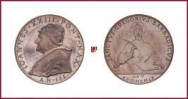 Vatican, John XXIII (1958-1963), silver medal, 1960, 35,93 Ag, 44 mm, opus: P. Giampaoli, The Canonisation of G. Barbarigo, bust left/Gregory Barbarig...