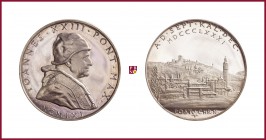 Vatican, John XXIII (1958-1963), silver medal, 1961, 38,15 g Ag, 44 mm, opus: P. Giampaoli, 80th Pope’s Anniversary, bust right/pope’s natal city view...