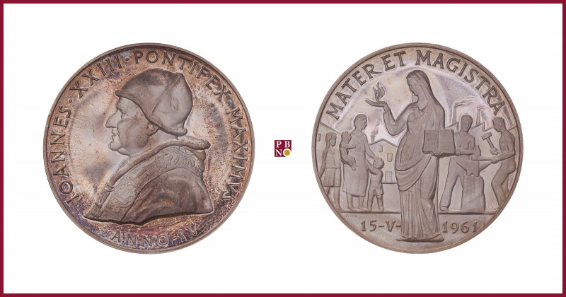 Vatican, John XXIII (1958-1963), silver medal, 1961, 38,80 g Ag, 44 mm, opus: P....