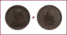 Vatican, Paul VI (1963-1976), bronze medal, 1963, 31,91 g Cu/Ae, 44 mm, opus: P. Giampaoli, bust left/tiara with keys, compare de Luca 357
Uncirculat...