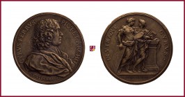 Italy, Rome, Ciro Ferri (1634-1689), architect, painter and etcher, cast bronze medal, 1680, 96,96 gr., 67 mm, opus: M. Soldani Benzi, bust right/stan...