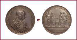 Italy, Kingdom of Sardinia, Carlo Emanuele III (1730-1773), silver medal, 1750, 47,85 g Ag, 52 mm, opus: L. Lavy, Wedding of His Son, bust right/Carlo...