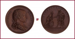 Italy, Kingdom of Sardinia, Vittorio Emanuele (1802-1821), copper medal, 1814, 80,48 g Cu, 52 mm, opus: A. Lavy, King’s Arrival, bust right/personific...