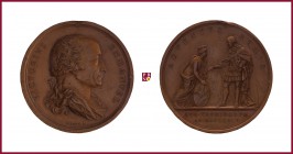 Italy, Kingdom of Sardinia, Vittorio Emanuele (1802-1821), copper medal, 1814, 76,5 g cu, 52 mm, opus: A. Lavy, King’s Arrival, bust right/personifica...