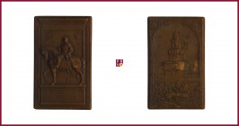Italy, bronze plaquette, 1905, 91,06 g Cu/Ae, 71x43 mm, opus; A. Cappuccio, The King Umberto’s Monument and Sforza Castle Renovation 1905, mounted kin...