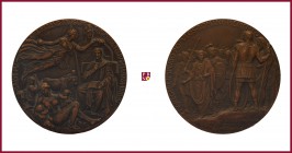 Italy, bronze medal, 1930, 252,88 g Cu/Ae, 83 mm, opus: G. Romagnoli, Anniversary of Virgil’s Death, allegorical scene of bucolic life, Virgil seated ...