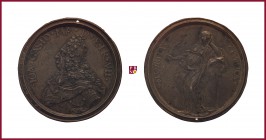 Italy, Tuscany, Gian Gastone de Medici (1723-1737), Gian Gastone de’ Medici (1671-1737), grand duke of Tuscany, cast bronze medal, 1724, 93,85 g Cu/Ae...