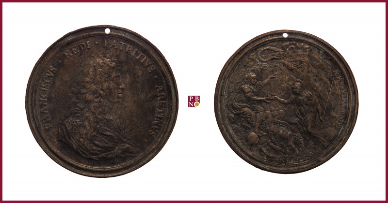 Italy, Tuscany, Francesco Redi (1626-1698), physician and poet, cast bronze meda...