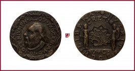 Italy, Venice, Alvise Leonardo Mocenigo (1583-1654), commander of Candia, 1650, contemporary cast bronze medal, 26,21 gr., 45 mm, Capture of Candia, b...