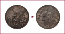 Italy, Venice, Marc Antonio Giustinian (1684-1688), silver medal, 1685, 20,91 gr., 36.5 mm, opus: G. Hautsch, Victory in Morea, San Marco as lion/map ...