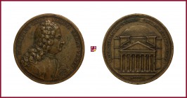 Italy, Venice, Flaminio Corner (1693-1778), architect, historian and writer, struck brass medal, 1750, 42,13 gr., 43.8 mm, opus: A. Franchi, bust righ...