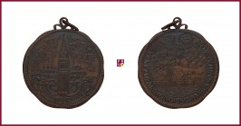 Italy, Venice, bronze medal, 1912, 13,11 g Cu/Ae, 43 mm, named ,,Osella del Campanile’’, Reconstruction of Church Bell Tower, lion of San Marco over V...