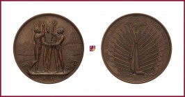 Switzerland, Bern, copper medal, 1822, 48,23 g Cu, 46 mm, opus: L. Fournier/A. Bovy, Military Officers Festivity in Langenthal, three male figures/fla...