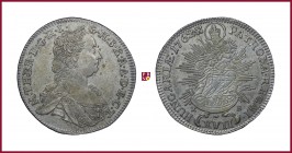 Maria Theresia (1740-1780), XVII Kreuzer, 1762, Kremnitz, 6,08 g Ag, 29 mm, Herinek 1070
Extremely Fine (Spl).