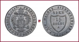 Franz II (I) (1792-1806-1835), 15 Soldi, 1802, Vienna, 5,69 g Ag, 29 mm, Herinek 621
Almost Uncirculated (qFdc).