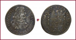 Olmütz, Karl II. von Liechtenstein-Castelcorno (1664-1695), 3 kreuzer, 1670, 1,74 g Ag, 21 mm, Suchomel/Videman 326
Extremely Fine (Spl).