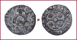 Cyprus, Crusaders, Hugo IV (1324 – 1359), Grosso, 4,56 g Ag, 24 mm, king seated, symbol B with annulet above in left field, crosslet in field right/cr...